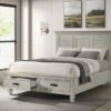 Franco Wood Queen Storage Panel Bed Distressed White