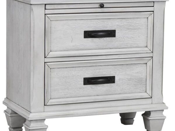Franco 2-drawer Nightstand Distressed White