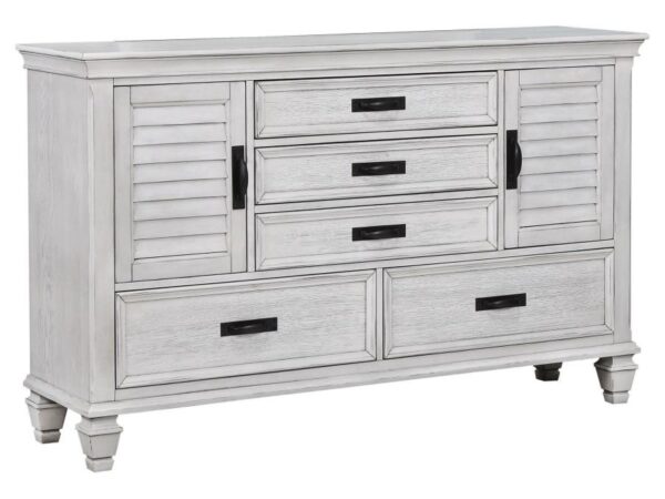 Franco 5-drawer Dresser Distressed White