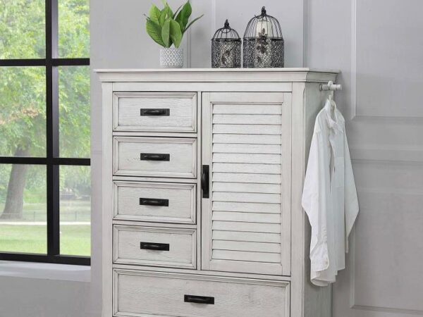 Franco 5-drawer Door Chest Distressed White