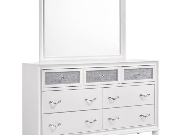 Barzini 7-drawer Dresser with Mirror White