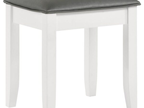 Barzini Upholstered Vanity Stool Metallic and White