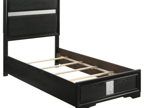 Miranda 54-inch Upholstered Twin Panel Bed Black