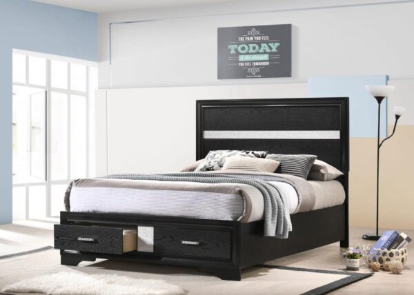 Miranda 51-inch Wood Full Storage Panel Bed Black