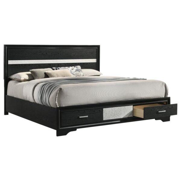 Miranda 51-inch Wood Eastern King Storage Panel Bed Black