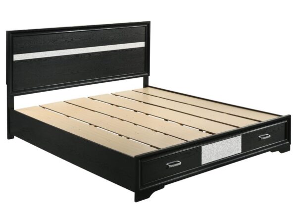 Miranda 51-inch Wood California King Storage Panel Bed Black