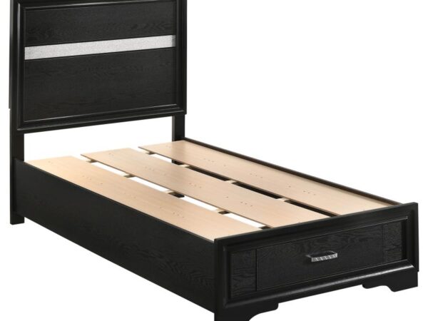 Miranda 51-inch Wood Twin Storage Panel Bed Black