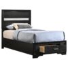 Miranda 51-inch Wood Twin Storage Panel Bed Black