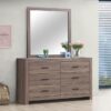 Brantford 6-drawer Dresser with Mirror Barrel Oak