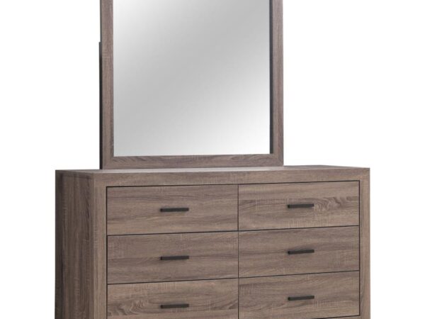 Brantford 6-drawer Dresser with Mirror Barrel Oak