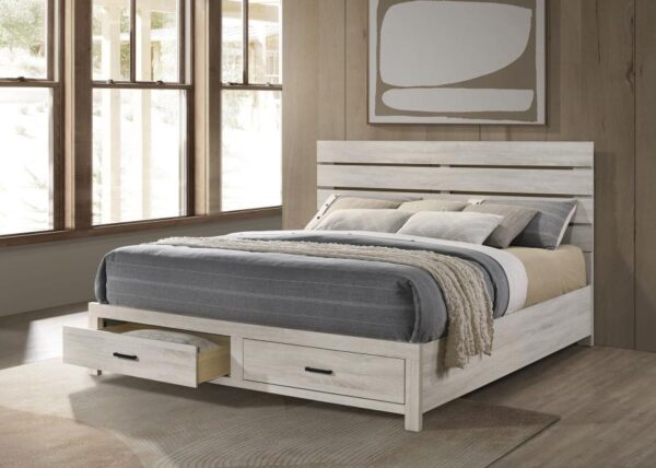 Brantford Wood Eastern King Storage Panel Bed Coastal White
