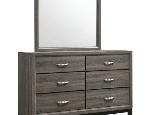 Watson 6-drawer Dresser with Mirror Grey Oak