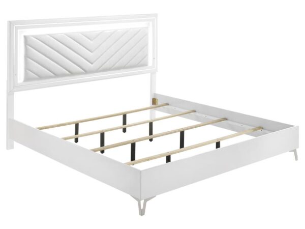 Cassia Eastern King LED Panel Bed White High Gloss