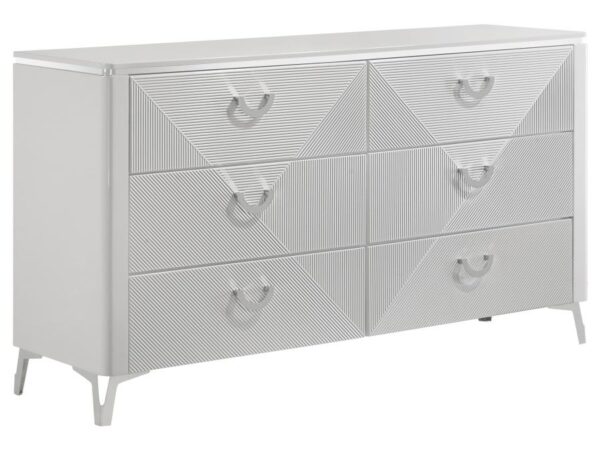 Cassia 6-drawer Bedroom Dresser Cabinet White High Gloss