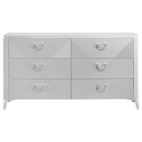 Cassia 6-drawer Bedroom Dresser Cabinet White High Gloss