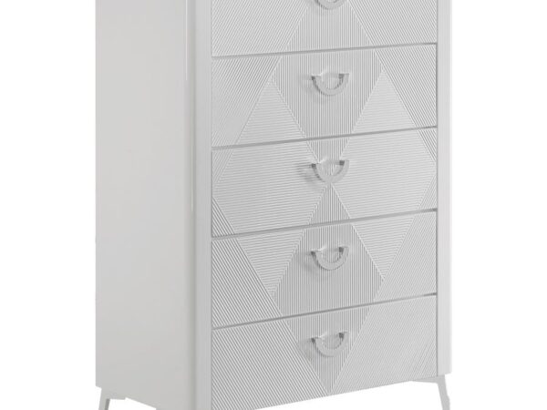 Cassia 5-drawer Bedroom Chest of Drawers White High Gloss
