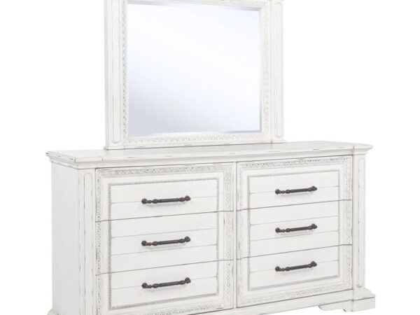 McKinney 6-drawer Bedroom Dresser with Mirror Vintage White