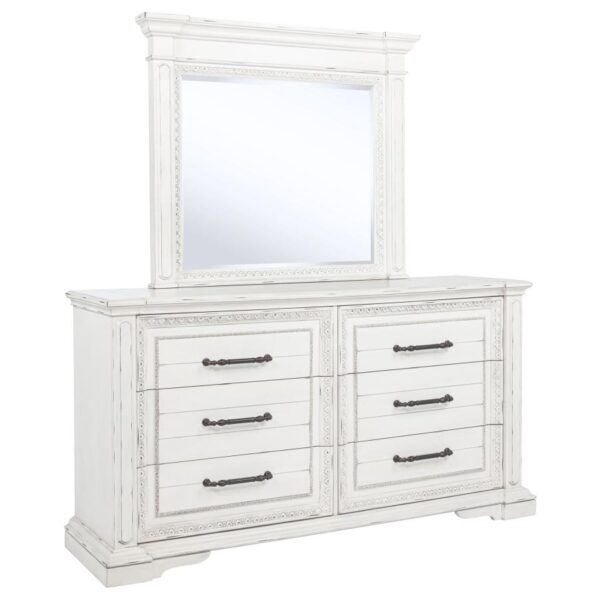 McKinney 6-drawer Bedroom Dresser with Mirror Vintage White