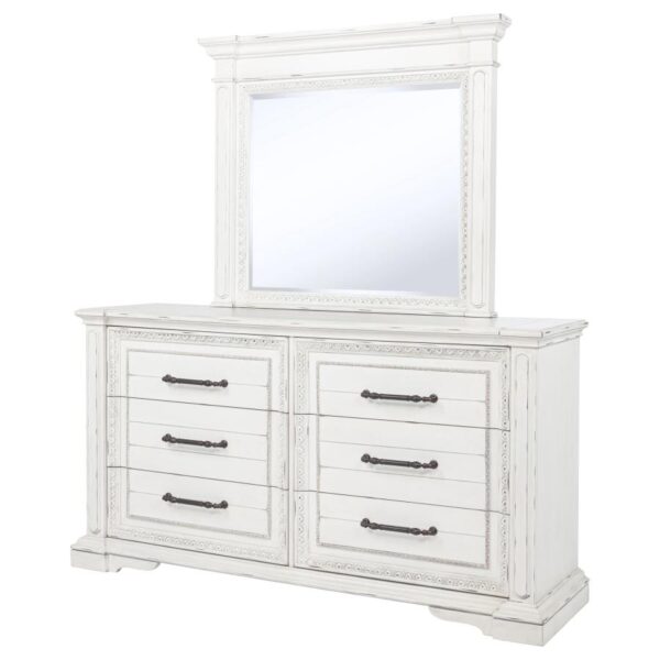 McKinney 6-drawer Bedroom Dresser with Mirror Vintage White