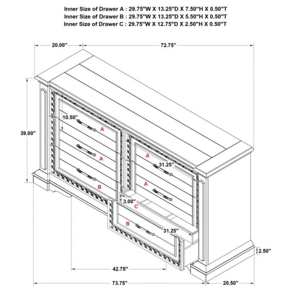 McKinney 6-drawer Bedroom Dresser Cabinet Vintage White