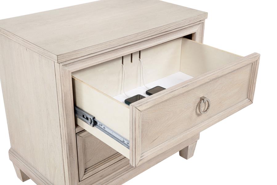Pembroke 2-drawer Nightstand Bedside Table Washed Oak