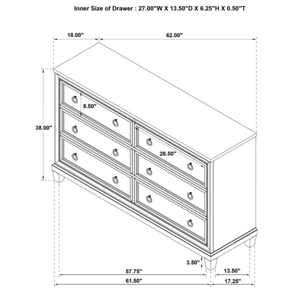Pembroke 6-drawer Bedroom Dresser Cabinet Washed Oak