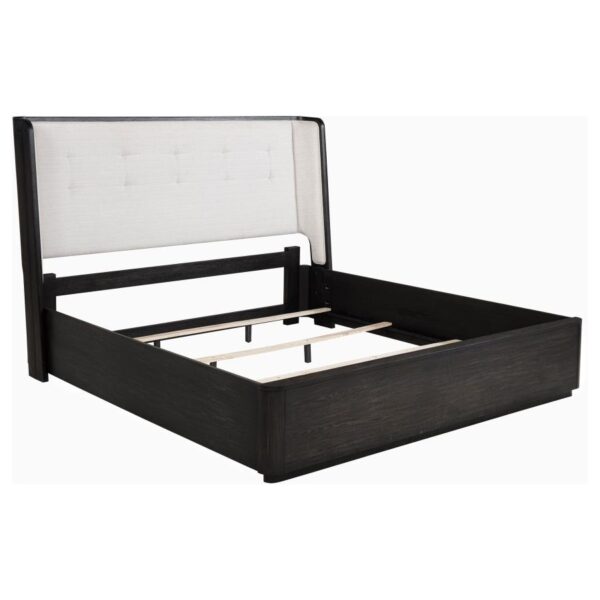 Leandro 55-inch Eastern King Wingback Bed Burnished Black