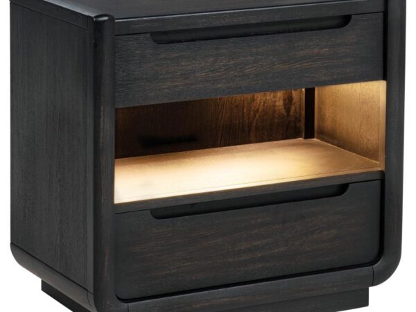 Leandro 2-drawer LED Nightstand with USB Burnished Black