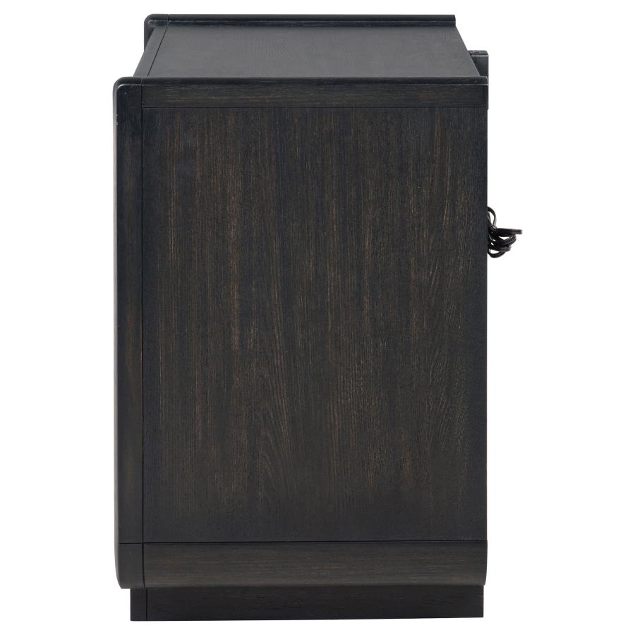 Leandro 2-drawer LED Nightstand with USB Burnished Black