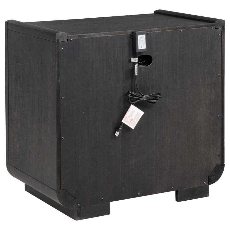 Leandro 2-drawer LED Nightstand with USB Burnished Black