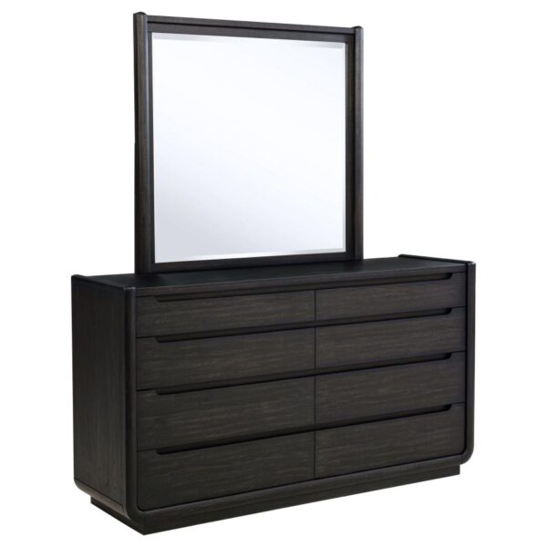 Leandro 8-drawer Bedroom Dresser with Mirror Burnished Black