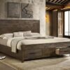 Woodmont Eastern King Storage Bed Rustic Golden Brown