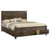 Woodmont Eastern King Storage Bed Rustic Golden Brown
