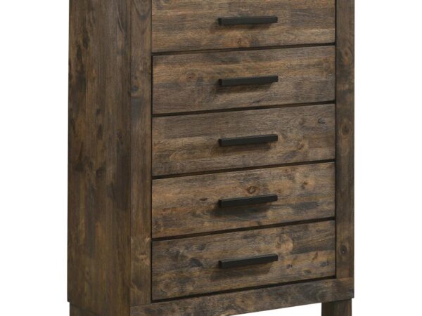 Woodmont 5-drawer Bedroom Chest Rustic Golden Brown