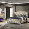 Lorient 4-piece Eastern King Bedroom Set Ivory and Camel