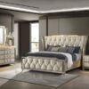 Lorient 4-piece Eastern King Bedroom Set Ivory and Camel