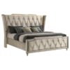 Lorient Queen LED Upholstered Wingback Bed Ivory and Camel
