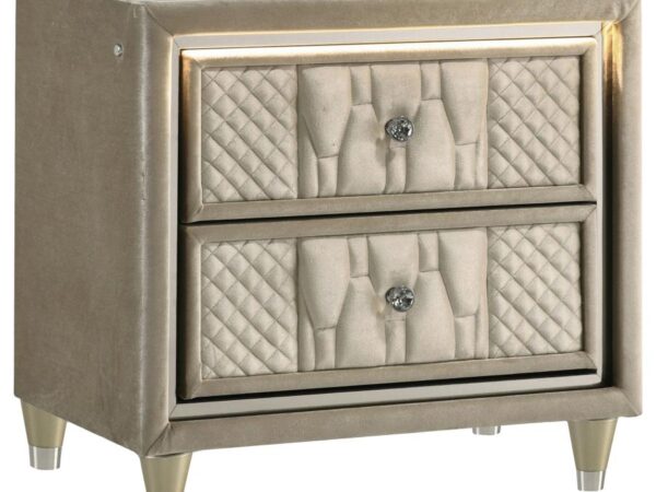 Lorient 2-drawer LED Nightstand with USB Ivory and Camel