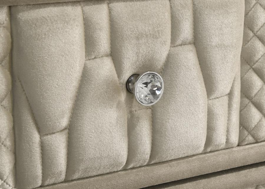 Lorient 2-drawer LED Nightstand with USB Ivory and Camel