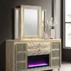 Lorient 8-drawer LED Flame Box Dresser and Mirror Ivory Camel