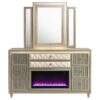Lorient 8-drawer LED Flame Box Dresser and Mirror Ivory Camel