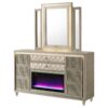 Lorient 8-drawer LED Flame Box Dresser and Mirror Ivory Camel