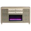 Lorient 8-drawer LED Bedroom Flame Box Dresser Ivory Camel