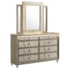 Lorient 8-drawer LED Dresser with Mirror Ivory and Camel