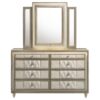 Lorient 8-drawer LED Dresser with Mirror Ivory and Camel