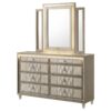 Lorient 8-drawer LED Dresser with Mirror Ivory and Camel