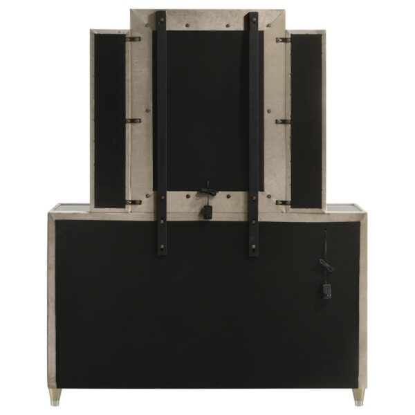 Lorient 8-drawer LED Dresser with Mirror Ivory and Camel