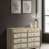 Lorient 8-drawer LED Bedroom Dresser Cabinet Ivory and Camel