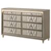 Lorient 8-drawer LED Bedroom Dresser Cabinet Ivory and Camel