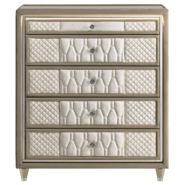 Lorient 5-drawer LED Chest of Drawers Ivory and Camel
